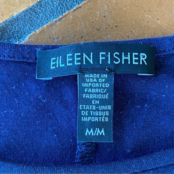 EILEEN FISHER Women's Medium M Navy Blue Relaxed Fit Tent Tank Dress MADE IN USA - Picture 2 of 6